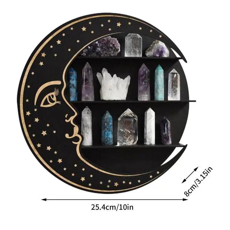 Mini Wooden Crescent Moon Shelf | Crystal Display Shelf | Essential Oil & Crystal Holder for Home Decor ✨☾✨