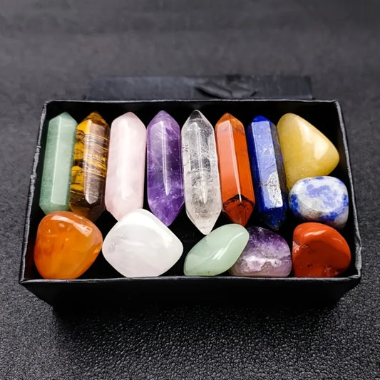 14-Piece Healing Crystal Set for Stress Relief, Meditation & Energy Balance | Natural Gemstones for Home & Spiritual Decor