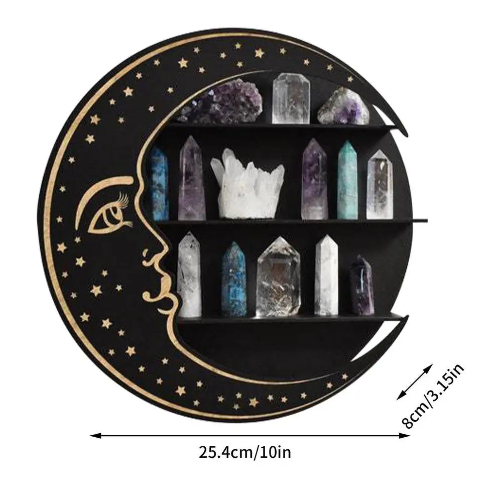 Mini Wooden Crescent Moon Shelf | Crystal Display Shelf | Essential Oil & Crystal Holder for Home Decor ✨☾✨