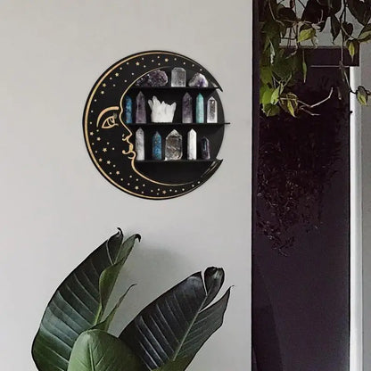 Mini Wooden Crescent Moon Shelf | Crystal Display Shelf | Essential Oil & Crystal Holder for Home Decor ✨☾✨